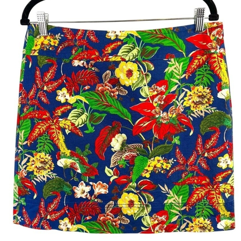 Talbots Tropical Hawaiian Floral Print Cotton Skirt Size 8 Vacation‎ Summer